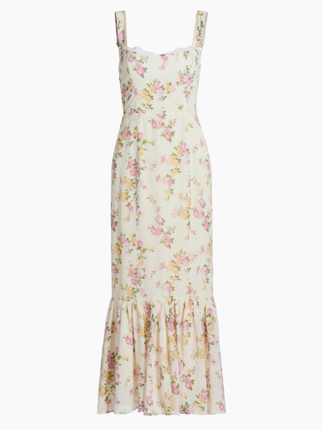 Reformation Cream Floral Maxi Dress With Pink & Yellow Blooms Size10 New W Tag